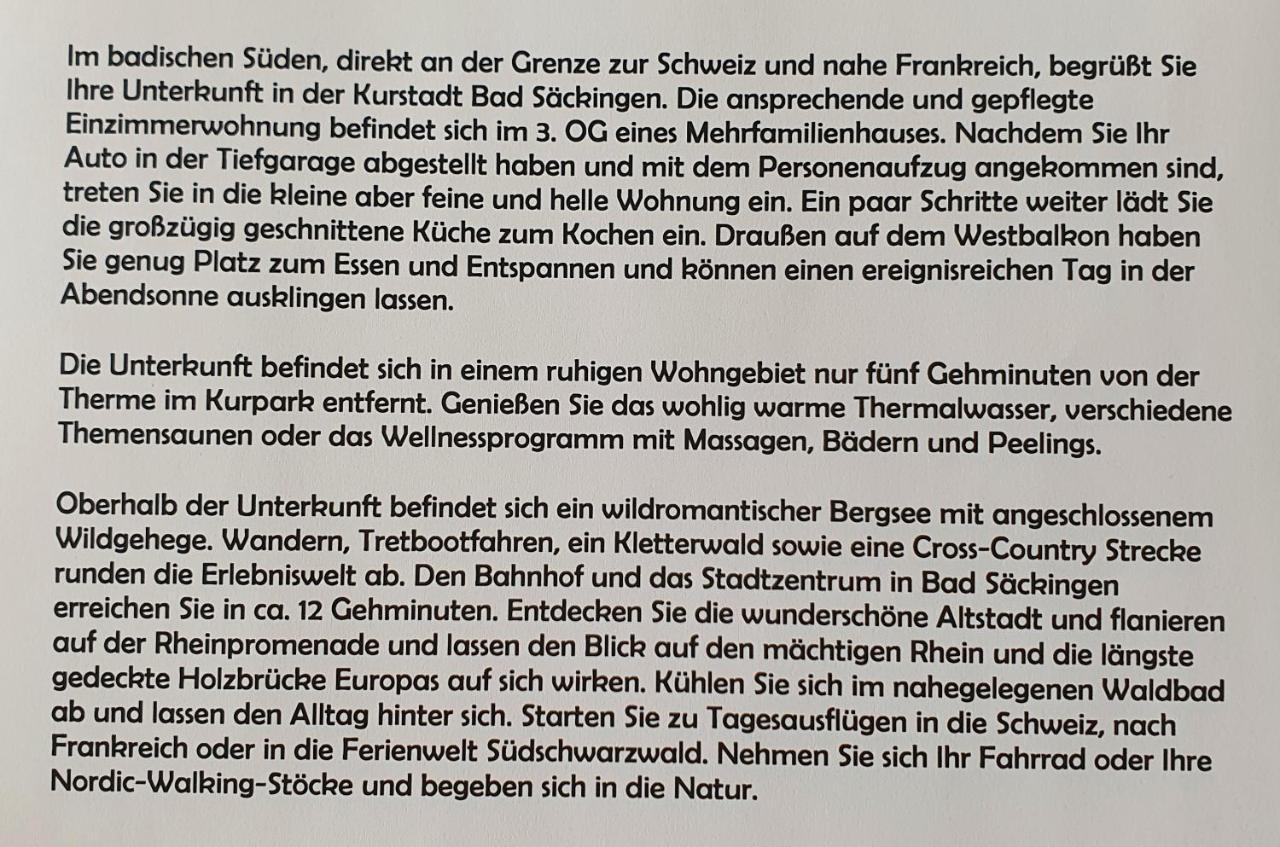 Schoene Ruhige Und Helle Wohnung In Bad Saeckingen Exterior foto